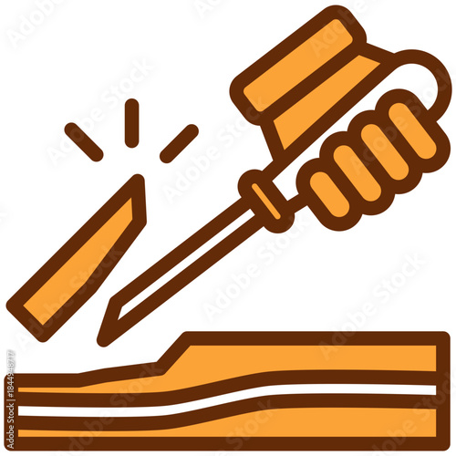 Gouge Cutter Dual Tone Color Icon, Mini Illustration Relate To Carpentry, Wood Industry. Use For Modern Concept, Ui, Ux Web And App Development.