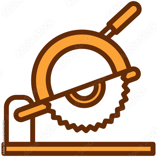 Electric Saw Dual Tone Color Icon, Mini Illustration Relate To Carpentry, Wood Industry. Use For Modern Concept, Ui, Ux Web And App Development.