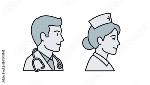 Doctor nurse medical professional healthcare team staff physician caregiver clinic hospital service icon