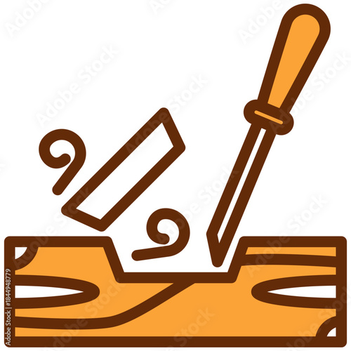 Notch Cut Dual Tone Color Icon, Mini Illustration Relate To Carpentry, Wood Industry. Use For Modern Concept, Ui, Ux Web And App Development.