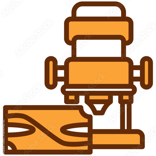 Wood Router Dual Tone Color Icon, Mini Illustration Relate To Carpentry, Wood Industry. Use For Modern Concept, Ui, Ux Web And App Development.