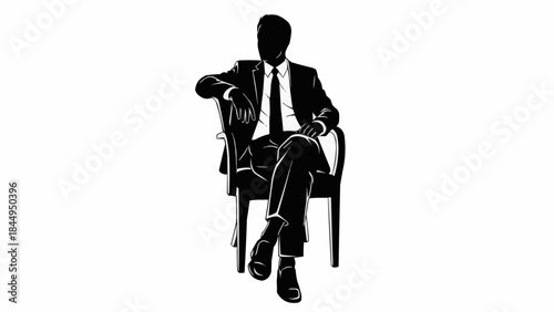 Silhouette of a Businessman Sitting in a Chair.