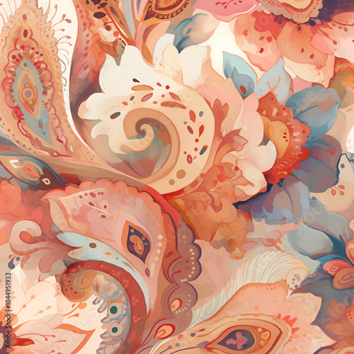 Pastel Floral Paisley Pattern