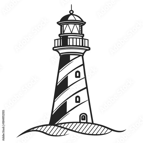 Guiding Light: A stylized lighthouse stands tall, its beam promising safe passage. Featuring a symbol of hope and direction.