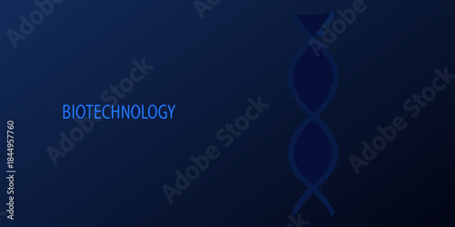 Biotechnology and dna helix illustration on a dark blue background