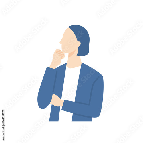 困るスーツを着た女性ビジネスパーソン