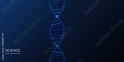 Abstract digital illustration of a dna double helix structure in dark blue