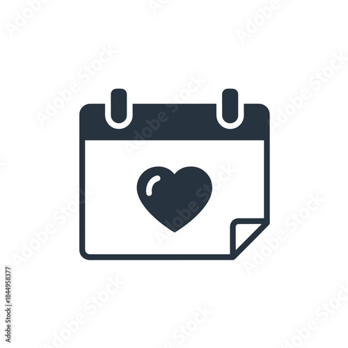 Calendar illustration featuring a heart icon, representing love and special dates in a clean, modern design with graphic elements