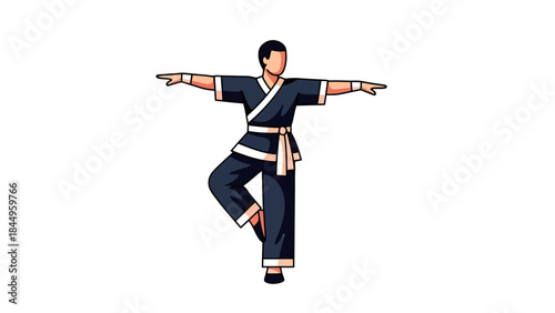 Martial Artist Demonstrating Balance and Precision in a Dynamic Posed Movement