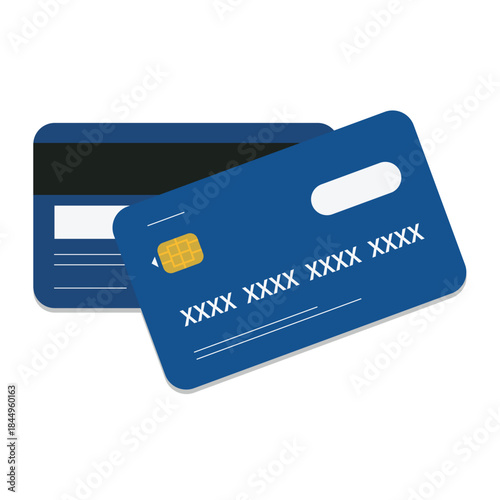 Modern credit card vector icon showing front and back design for finance and payment concepts