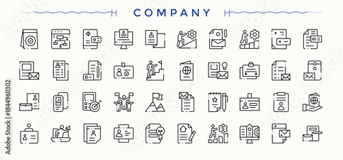 Set of Company line icon. Featuring core, client, business, idea, dependability and more. Core Values vector line icon set. Vector illustration in modern line style.