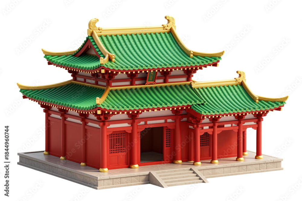 Obraz premium Traditional Asian Temple with Green Tiled Roof