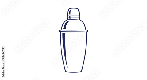 Shaker bottle silhouette stands upright ready for mixing as a stylish bar tool against a clean white background in a minimalist studio illustration.