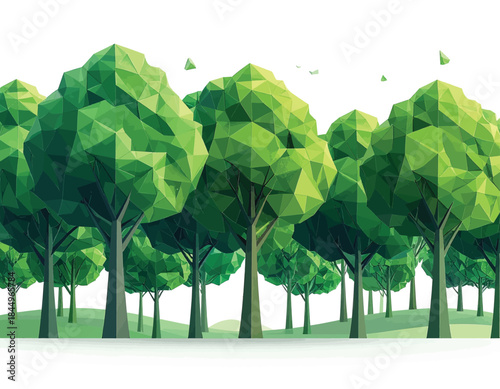 Low Poly Forest Scene with Geometric Trees.
