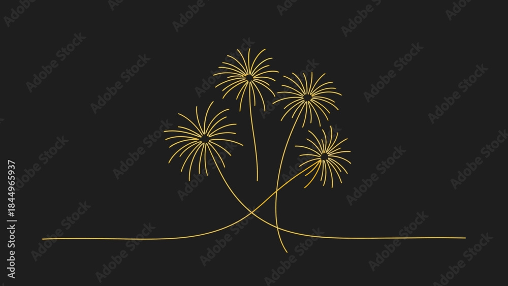 Obraz premium Minimalist Golden Fireworks on a Dark Background Celebration Graphic
