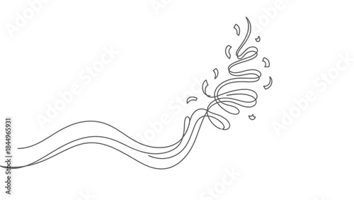 Swirling Celebration Streamers and Confetti Line Art Graphic