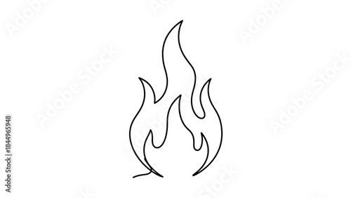 Simple outline of a stylized flame on a white background minimalist illustration