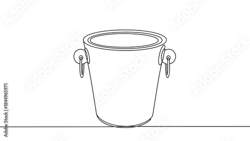 minimalist line drawing of a champagne bucket isolated on a white background for design