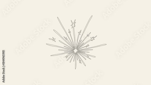 Abstract radial burst graphic element with star like formations in a muted palette