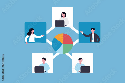 Team collaboration and virtual meetings connecting people through digital platforms