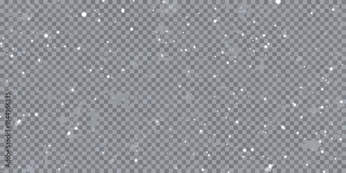Falling snowflakes on a transparent background a winter weather scene