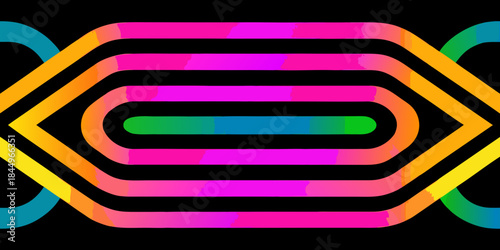 Abstract colorful stacked geometric shapes with vibrant gradient transitions