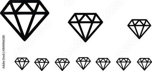 Set of gold diamond rings with star of David symbol icon