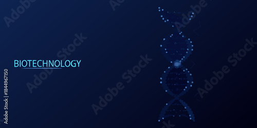 Abstract biotechnology concept a digital dna double helix on a dark background