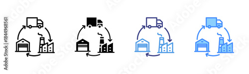 Supply Chain icon set multiple style collection
