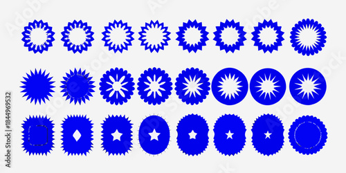 A series of blue circular designs showcasing varying patterns and radial symmetry