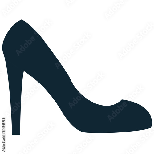 High heel icon vector for women's fashion and shoe retail. Symbolizes elegance, feminine style, and formal footwear. Ideal for beauty blogs or shoe stores.