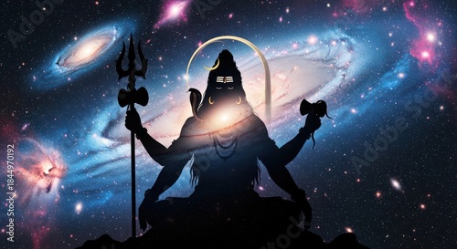 Wallpaper Mural Lord Shiva Silhouette Meditation amidst Cosmic Wonder Creating Spiritual Harmony Torontodigital.ca