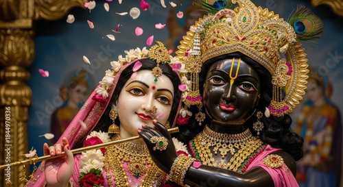 Wallpaper Mural Ornate Radha Krishna Deities Radiating Divine Love and Spiritual Bliss in a Reverent Scene Torontodigital.ca