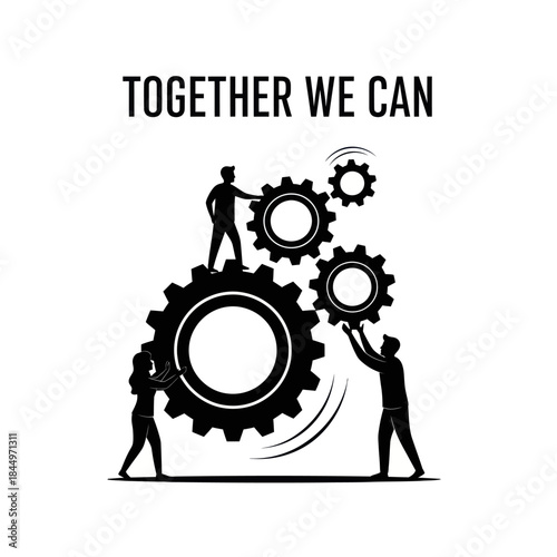 Three People Working Together on Gears.