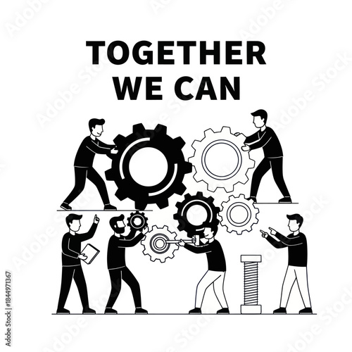 Teamwork and Collaboration Illustrated with Gears.