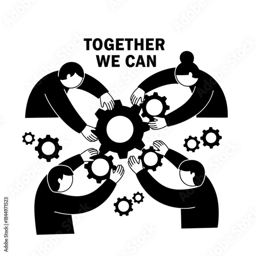 Teamwork and Collaboration with Gears Illustration.