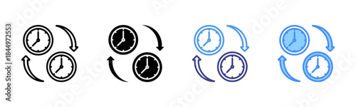 Time Change icon set multiple style collection
