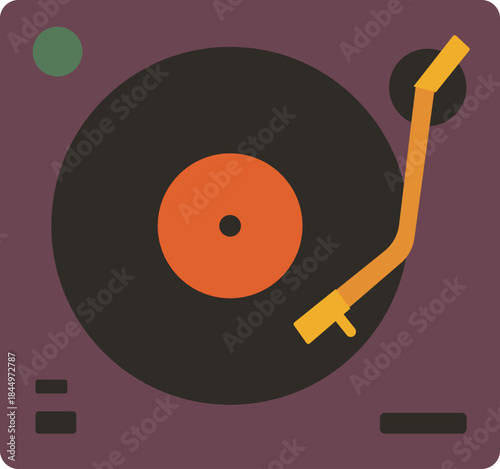 Vintage record player turntable with tonearm