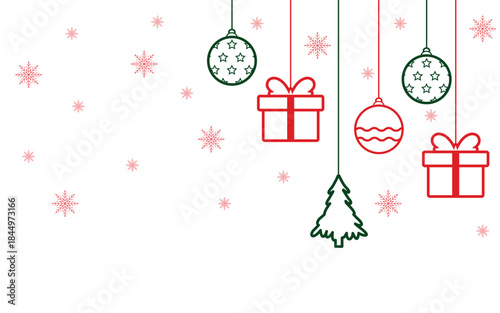 Minimalist Christmas Background with Hanging Decorations