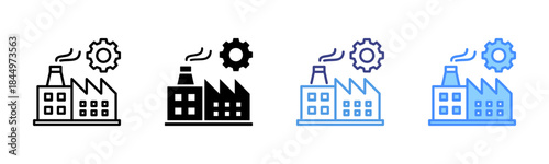 Manufacturing icon set multiple style collection