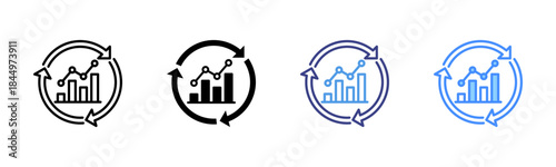 Continuous Improvement icon set multiple style collection