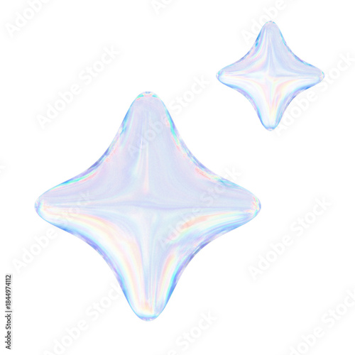 Canvastavla ガラスのようなクリスタルのようなキラキラオブジェクトの3Dイラスト