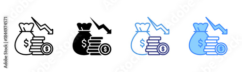 Reduction icon set multiple style collection