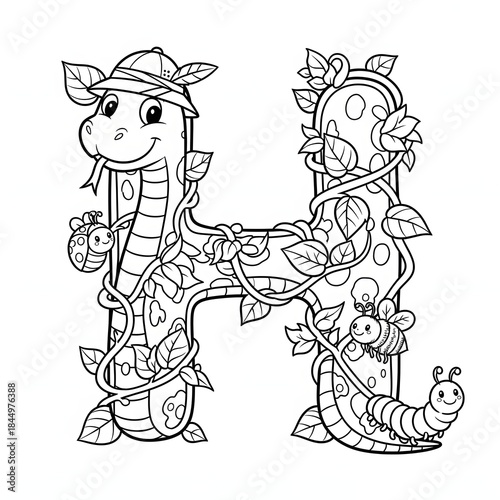 Wallpaper Mural Funny snake coloring page. Cute cartoon reptile illustration Torontodigital.ca