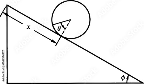 Physics Sketch Showing Classical Mechanics Figures and Fundamental Equations