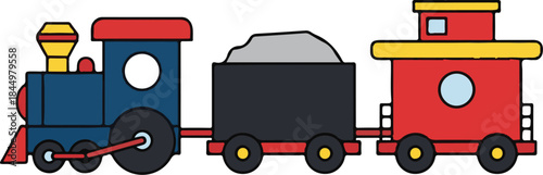 Whimsical illustration of a festive locomotive and cars, perfect for enchanting Christmas designs, holiday greeting cards, or joyous seasonal projects