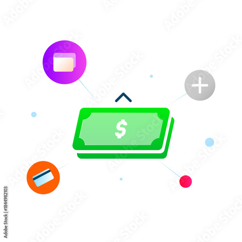 illustration of a payment method selection concept. multiple payment options, digital transactions, online payment systems, and adding a new payment method in financial or e commerce applications