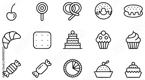 Collection of Sweet Treats and Baked Goods Icons