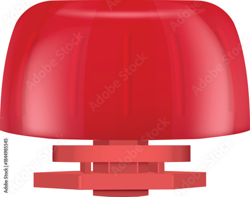 Red plastic cap for pouch bag, realistic vector illustration of 3D doy-pack bag packaging spout lid mockup front view