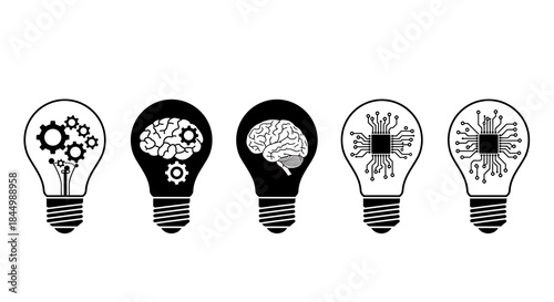 Creative ideas and innovation represented by light bulbs